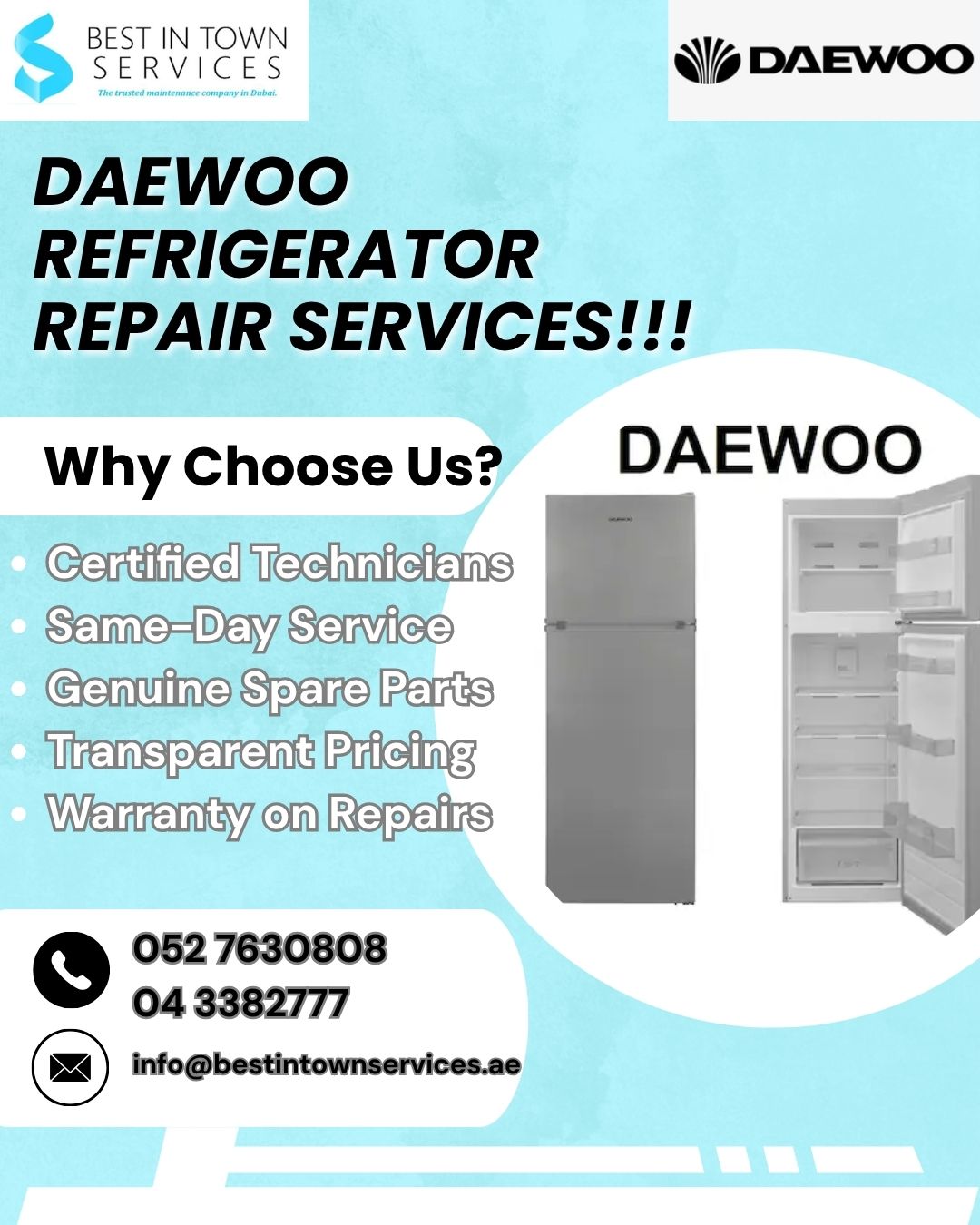 Best In Town Services – Daewoo Refrigerator Repair Services