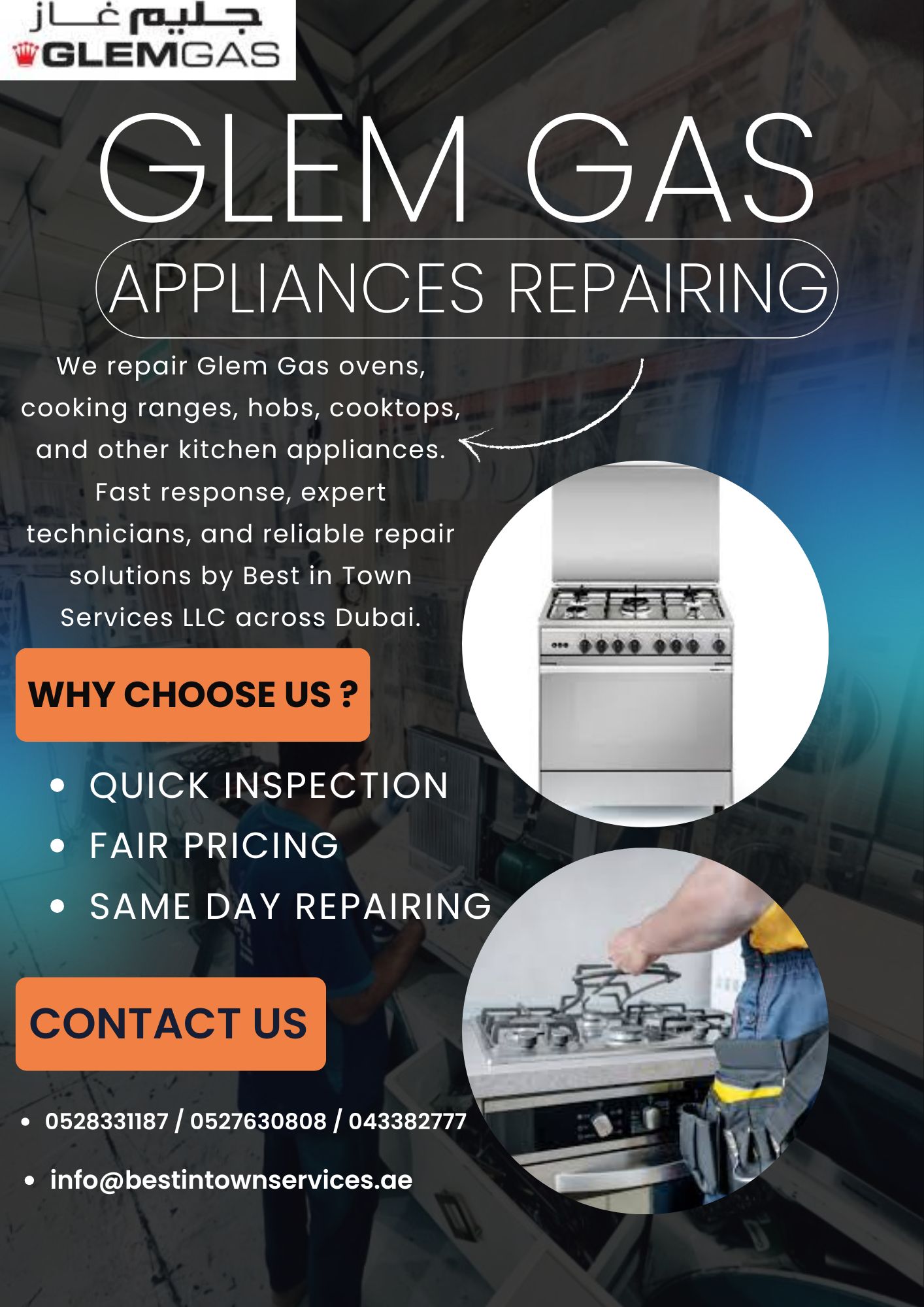 GLEMGAS APPLIANCES REPAIRING SREVICE DUBAI