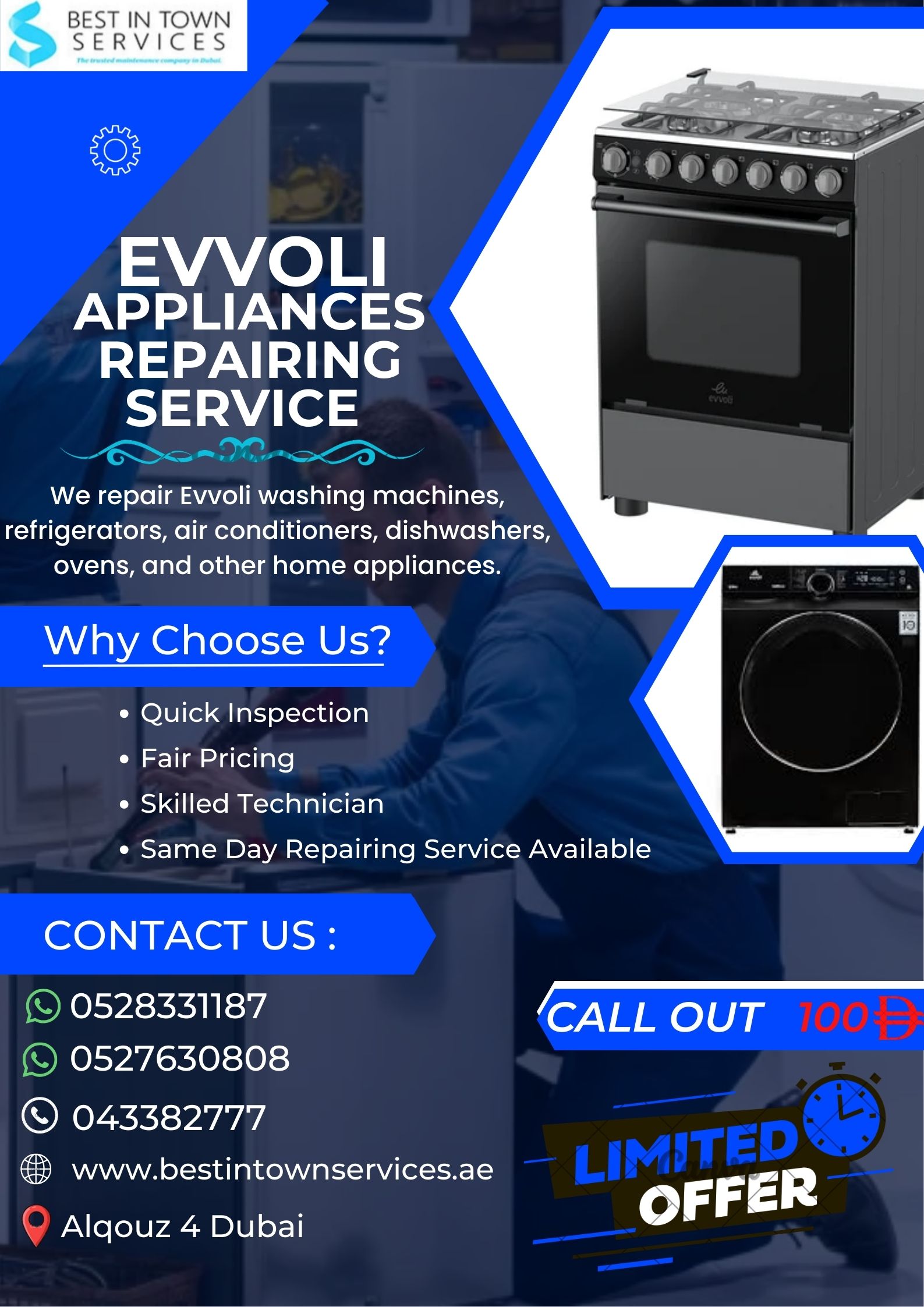 EVVOLI APPLIANCES REPAIRING SERVICE DUBAI