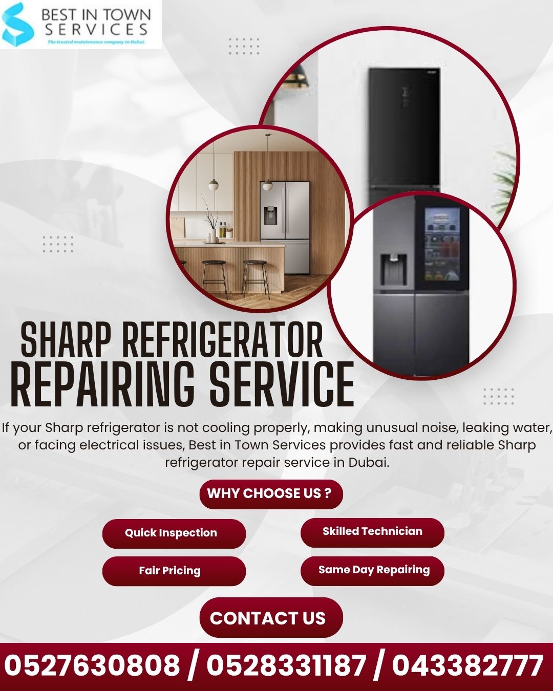 sharp refrigerator repairing service Dubai